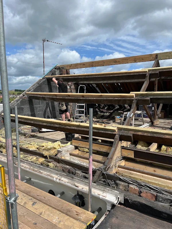 Roof structure rebuilt before re-covering